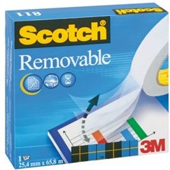 PLAKBAND 3M SCOTCH 811 19MMX33M VERWIJDERBAAR