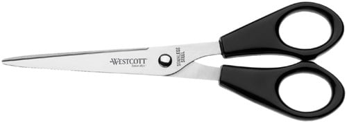 BUREAUSCHAAR WESTCOTT 155MM RVS MET KUNSTSTOF GRIP 1 Stuk